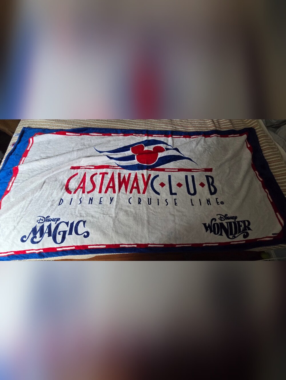 Disney Castaway Club Cruise Beach Towel - Red, Blue, White
